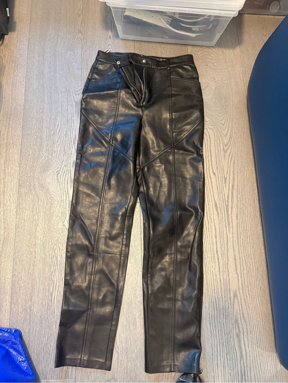 Wilfred Black Faux Leather High-Rise Straight Pants